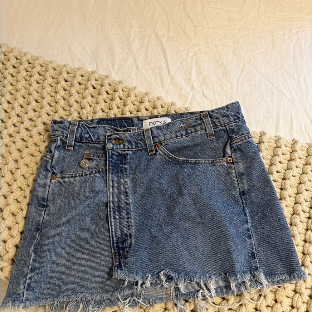Parker Distressed Blue Mini Skirt